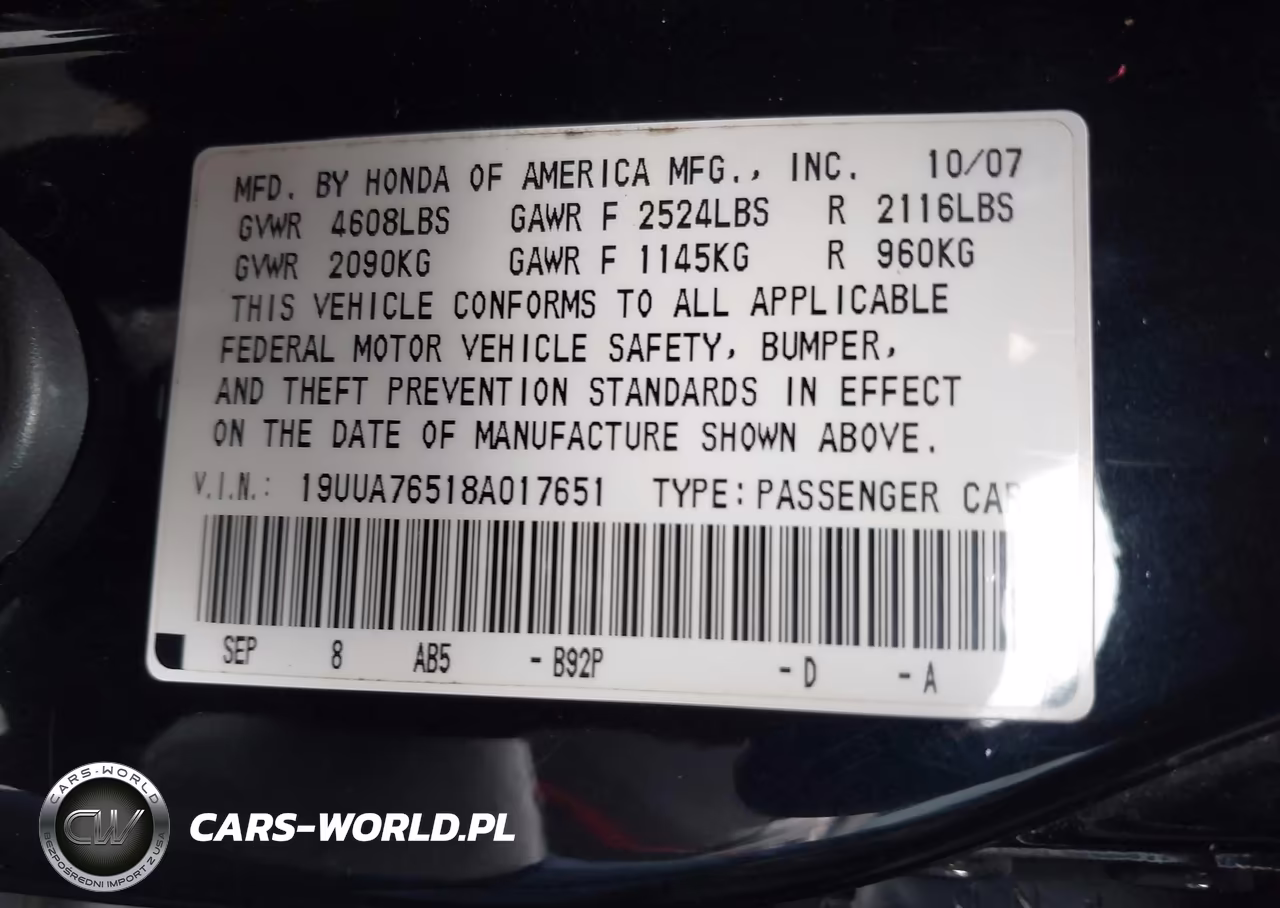 2008 Acura Tl Type S VIN:19UUA76518A017651 - 9
