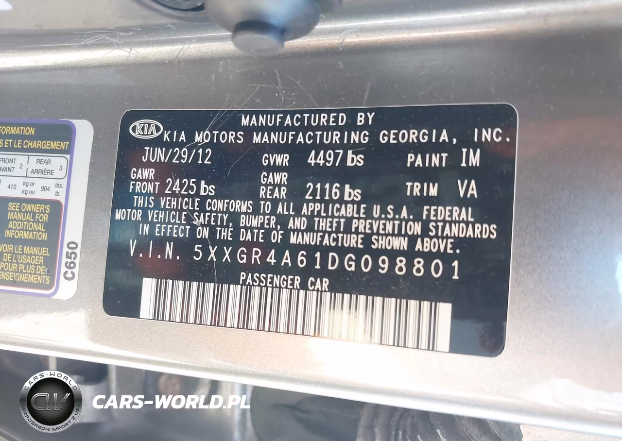 2013 Kia Optima Sx VIN:5XXGR4A61DG098801 - 9