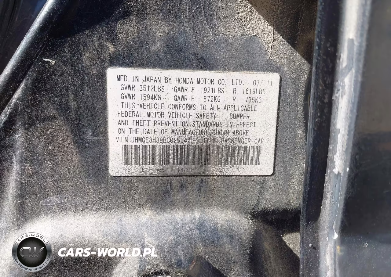 2011 Honda Fit VIN:JHMGE8H39BC025542 - 9