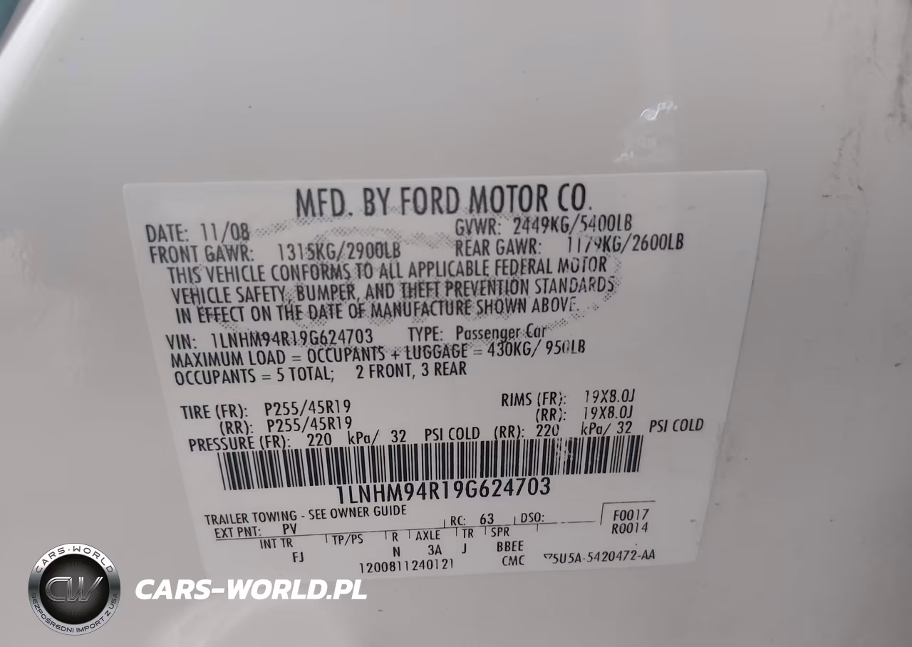 2009 Lincoln Mks VIN:1LNHM94R19G624703 - 9