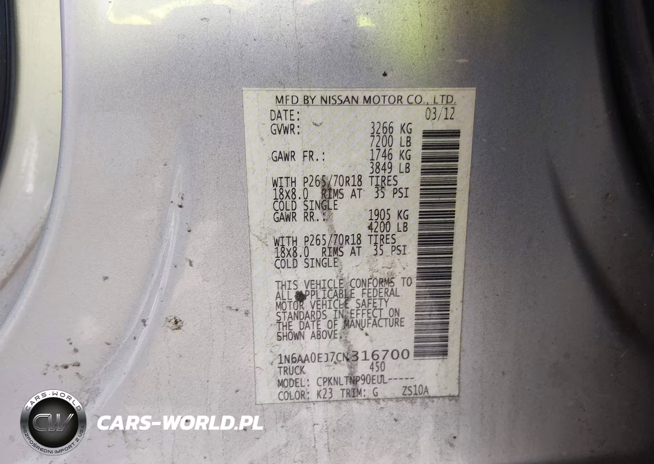 2012 Nissan Titan Sv VIN:1N6AA0EJ7CN316700 - 9