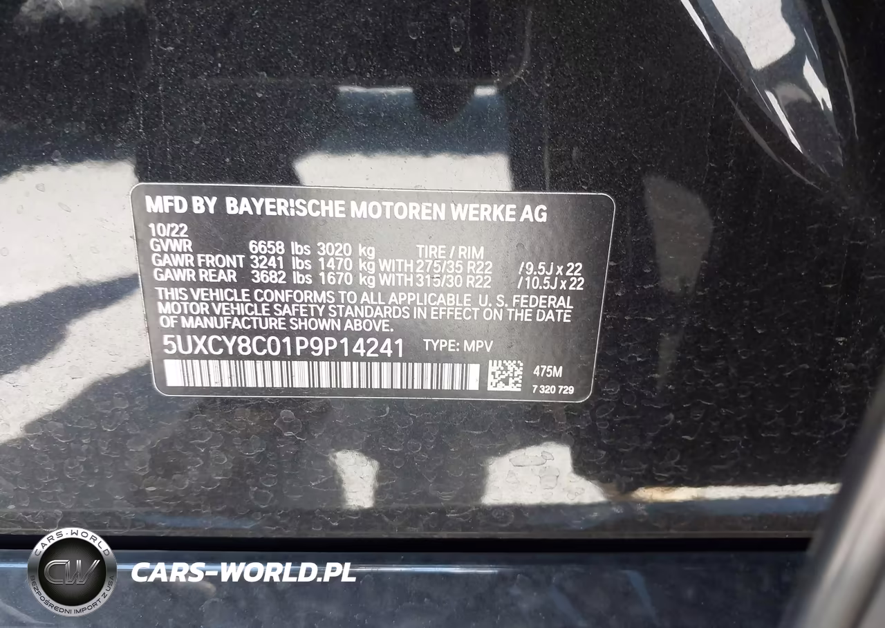 2023 BMW X6 M50I VIN:5UXCY8C01P9P14241 - 9