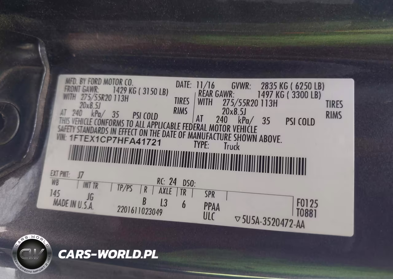 2017 Ford F-150 Xl VIN:1FTEX1CP7HFA41721 - 9