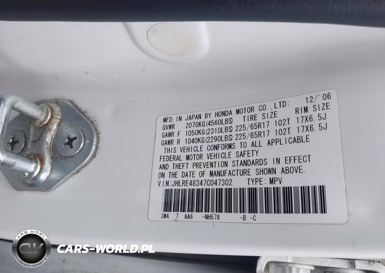 2007 Honda Cr-V Lx VIN:JHLRE48347C047302 - 9