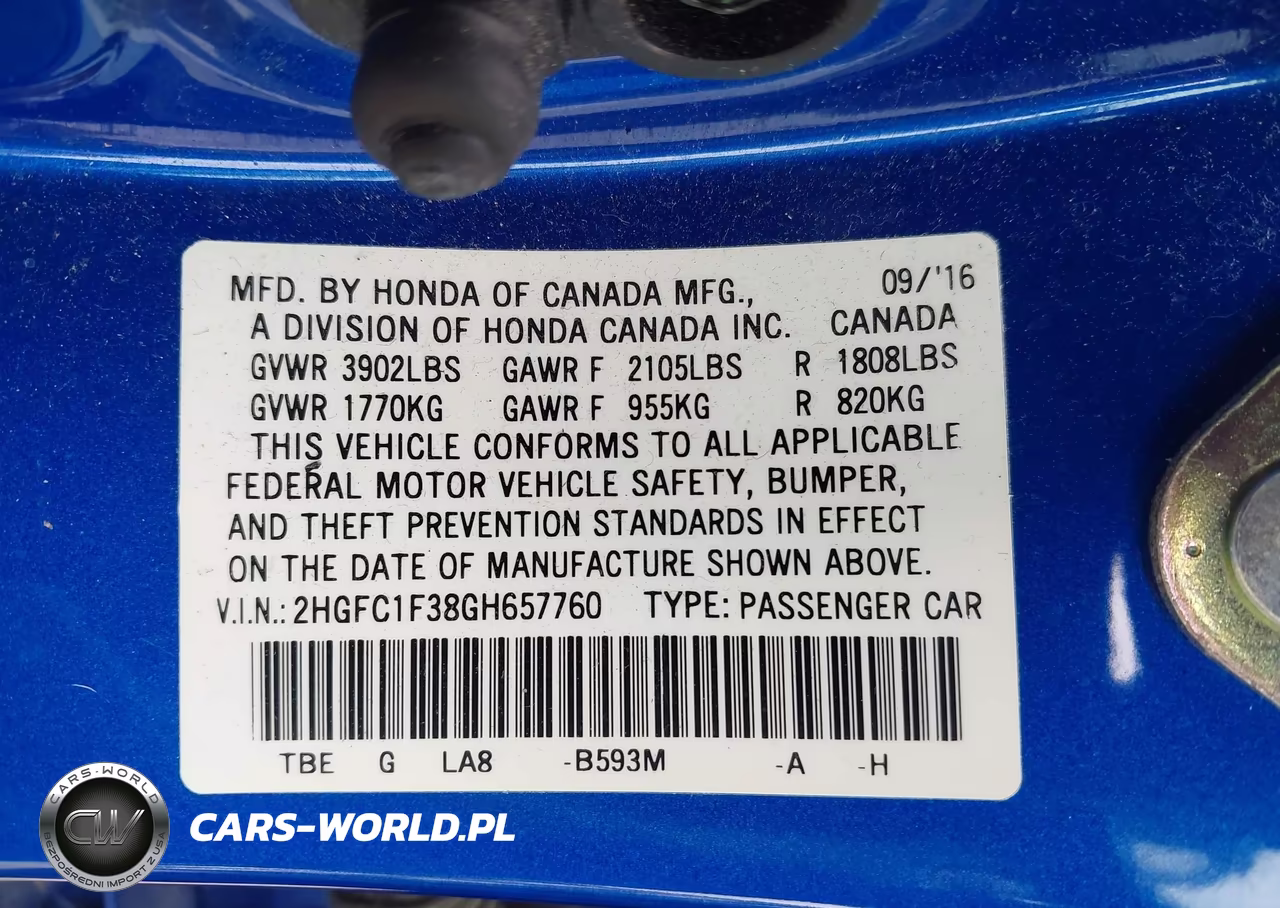 2016 Honda Civic Ex-T VIN:2HGFC1F38GH657760 - 9