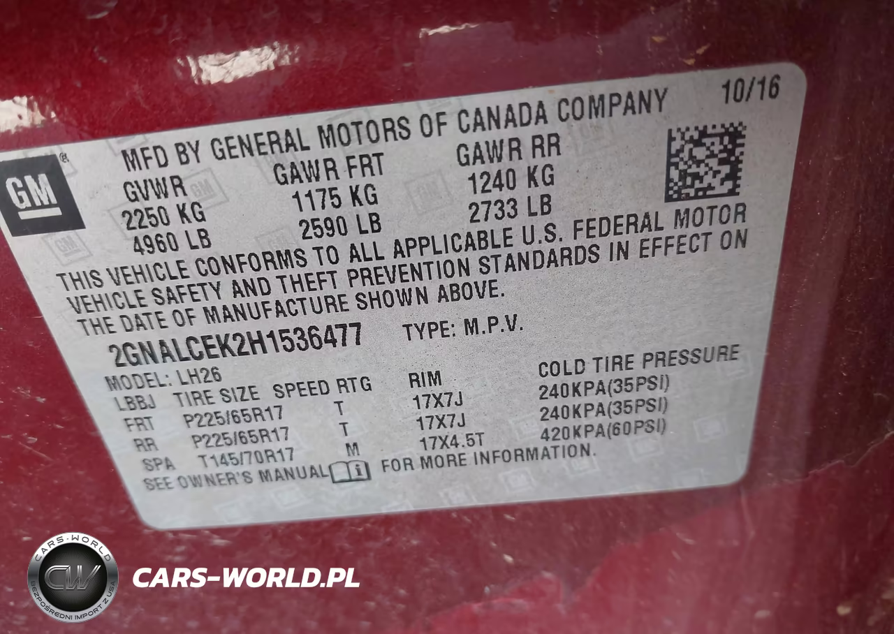 2017 Chevrolet Equinox Lt VIN:2GNALCEK2H1536477 - 9