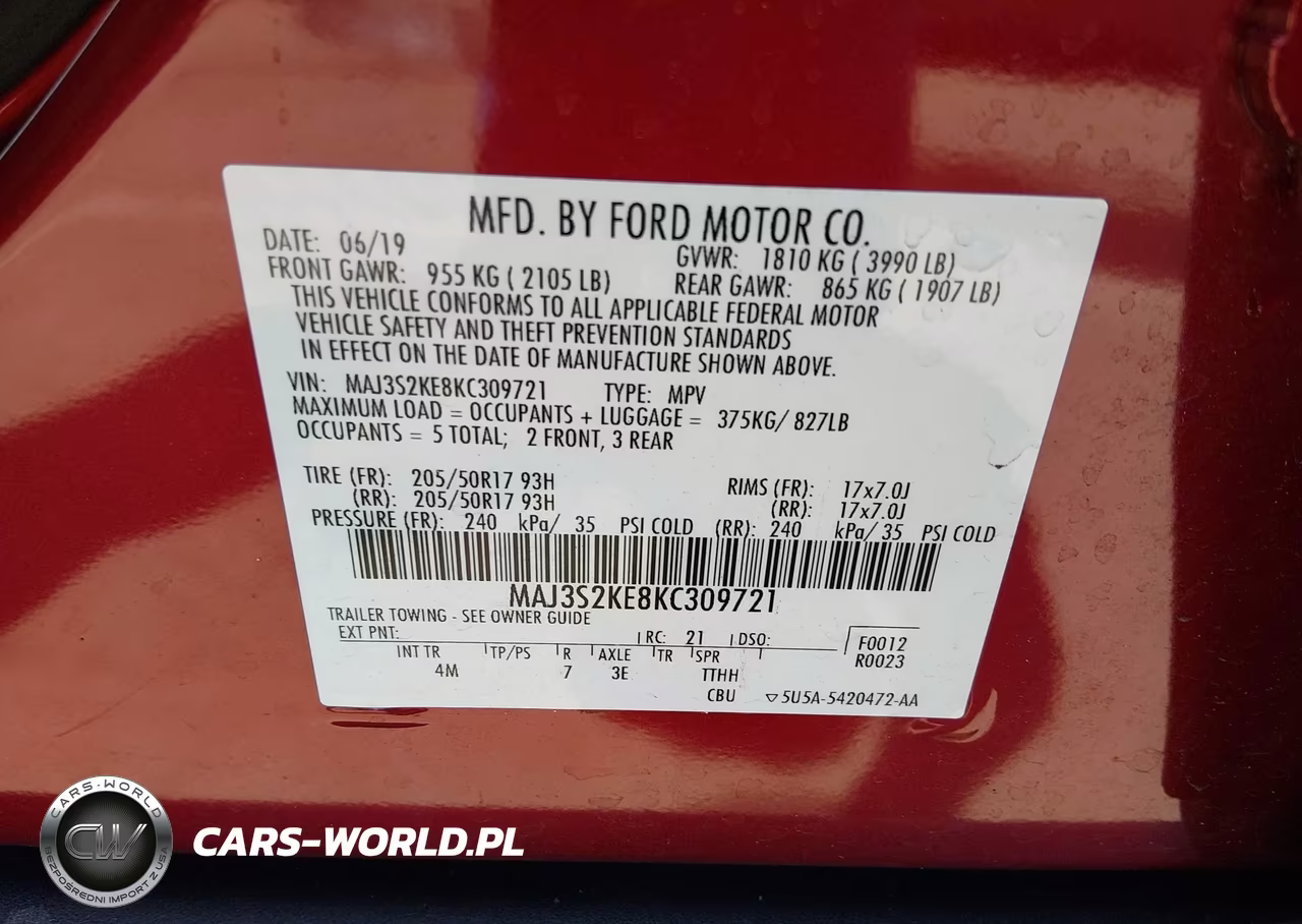 2019 Ford Ecosport Titanium VIN:MAJ3S2KE8KC309721 - 9