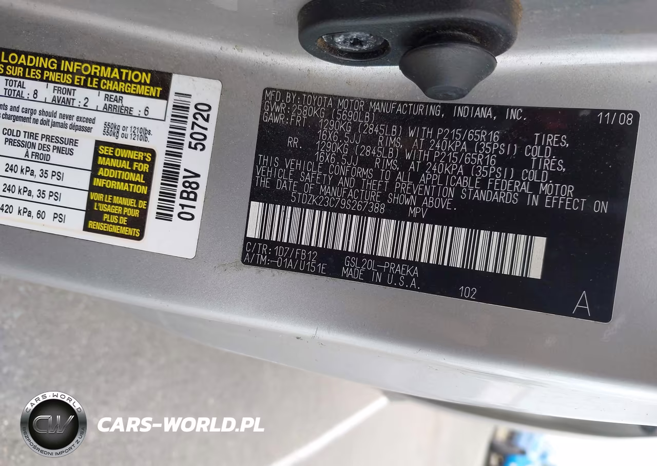 2009 Toyota Sienna Le VIN:5TDZK23C79S267388 - 9