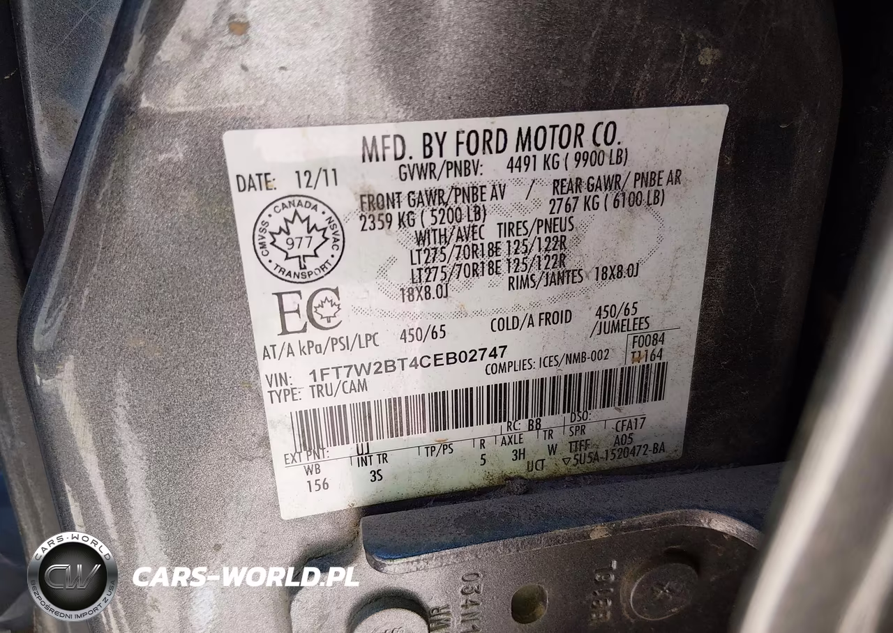 2012 Ford F-250 Xlt VIN:1FT7W2BT4CEB02747 - 9