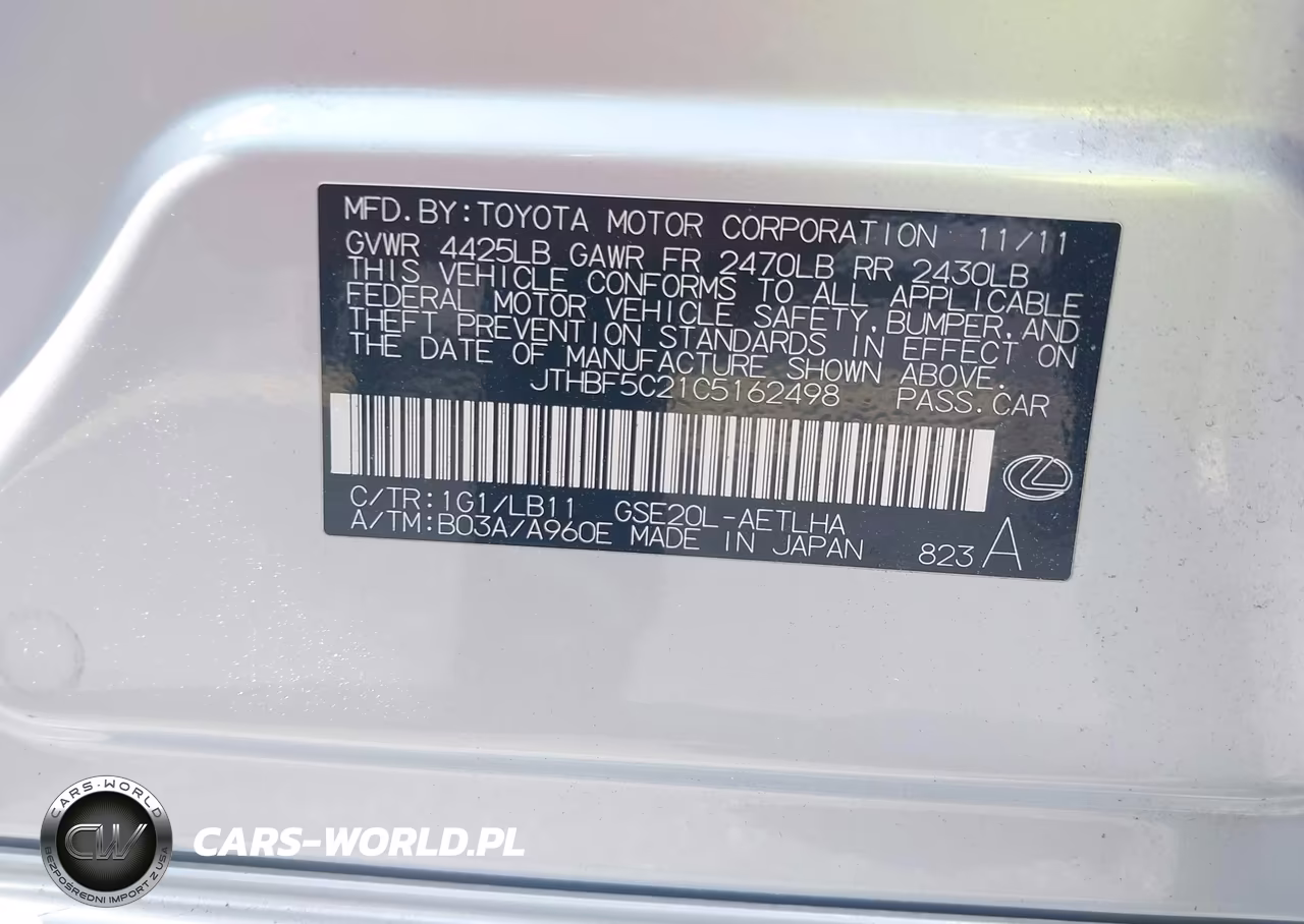 2012 Lexus Is 250 VIN:JTHBF5C21C5162498 - 9