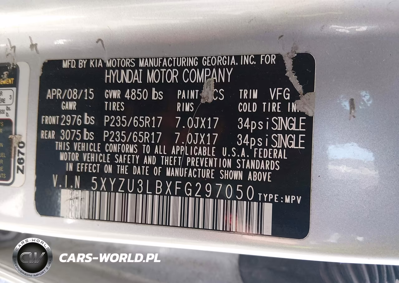 2015 Hyundai Santa Fe Sport 2.4L VIN:5XYZU3LBXFG297050 - 9