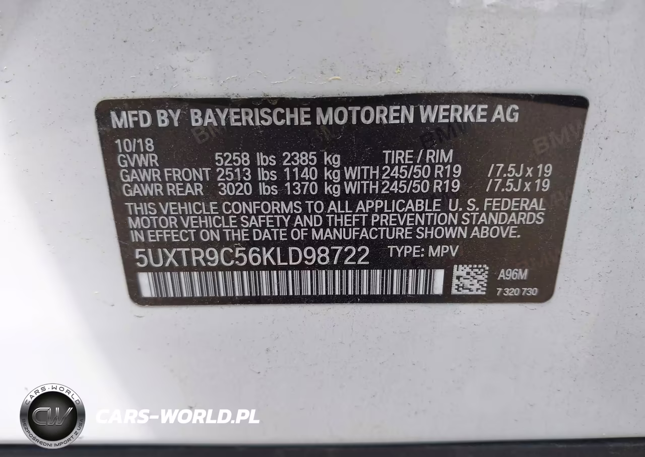 2019 BMW X3 xDrive30I VIN:5UXTR9C56KLD98722 - 9
