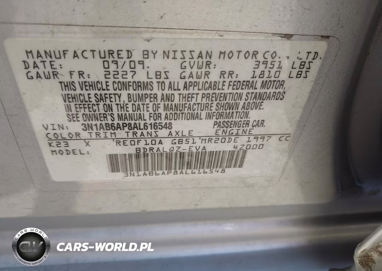 2010 Nissan Sentra 2.0 VIN:3N1AB6AP8AL616548 - 9