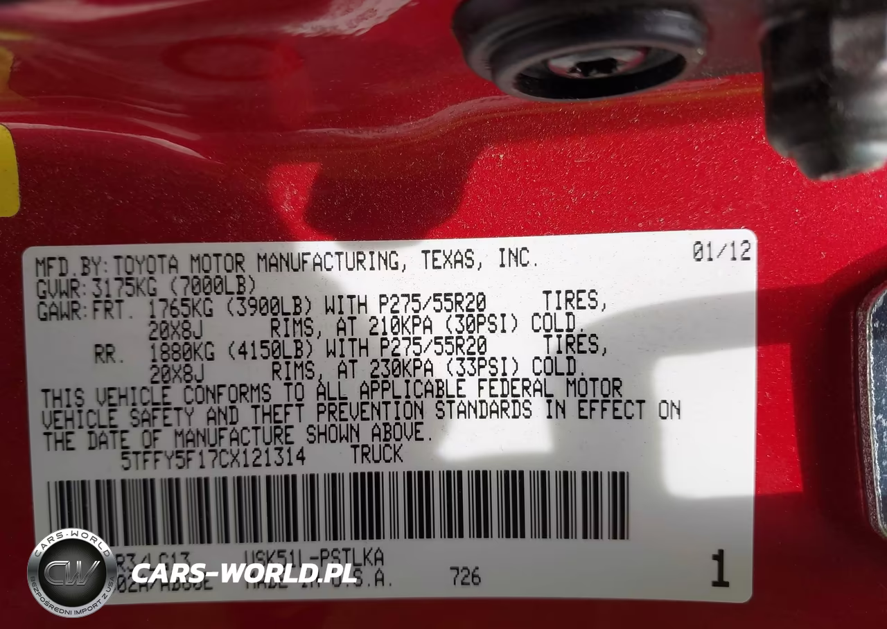 2012 Toyota Tundra Limited 5.7L V8 VIN:5TFFY5F17CX121314 - 9