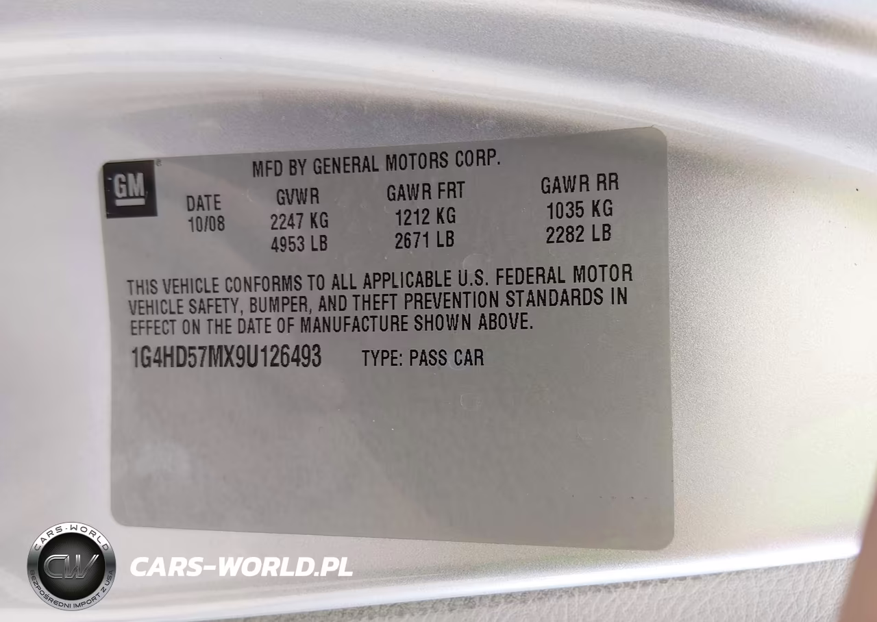 2009 Buick Lucerne Cxl VIN:1G4HD57MX9U126493 - 9