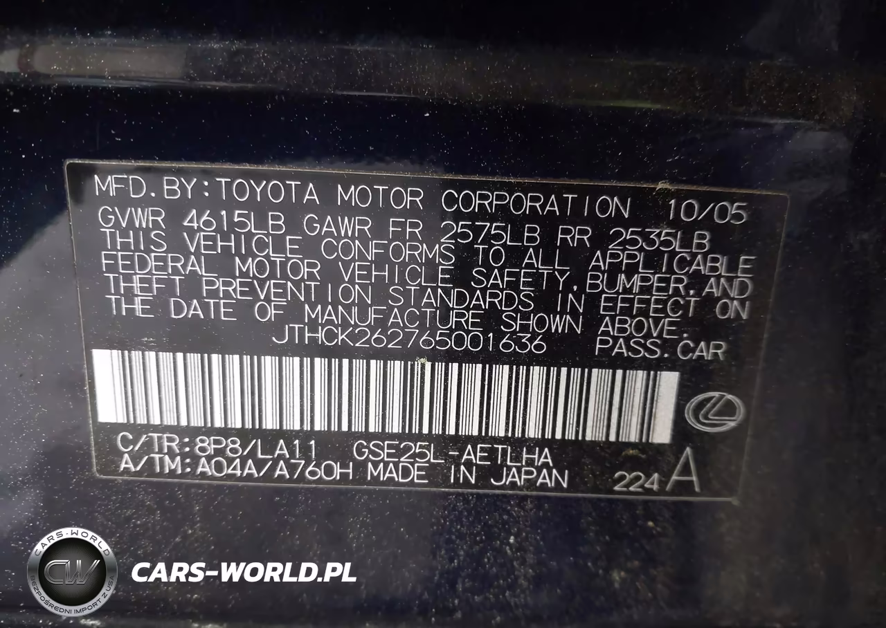 2006 Lexus Is 250 VIN:JTHCK262765001636 - 9