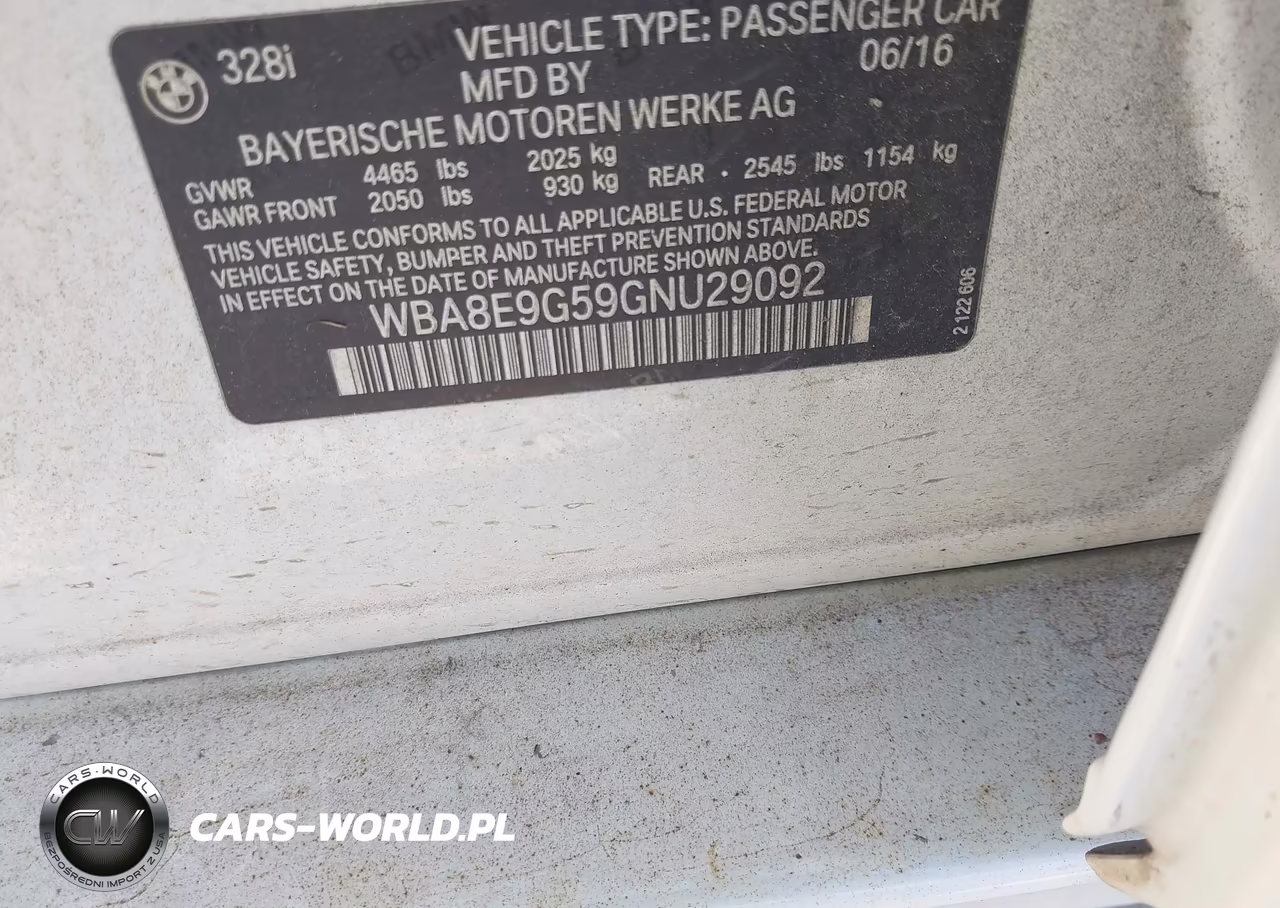 2016 BMW 328I VIN:WBA8E9G59GNU29092 - 9