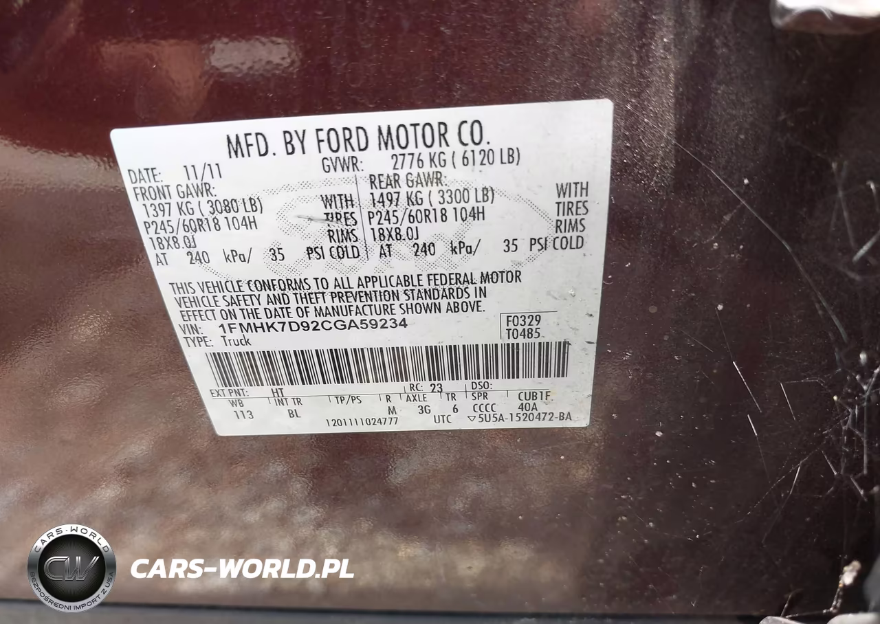 2012 Ford Explorer Xlt VIN:1FMHK7D92CGA59234 - 9