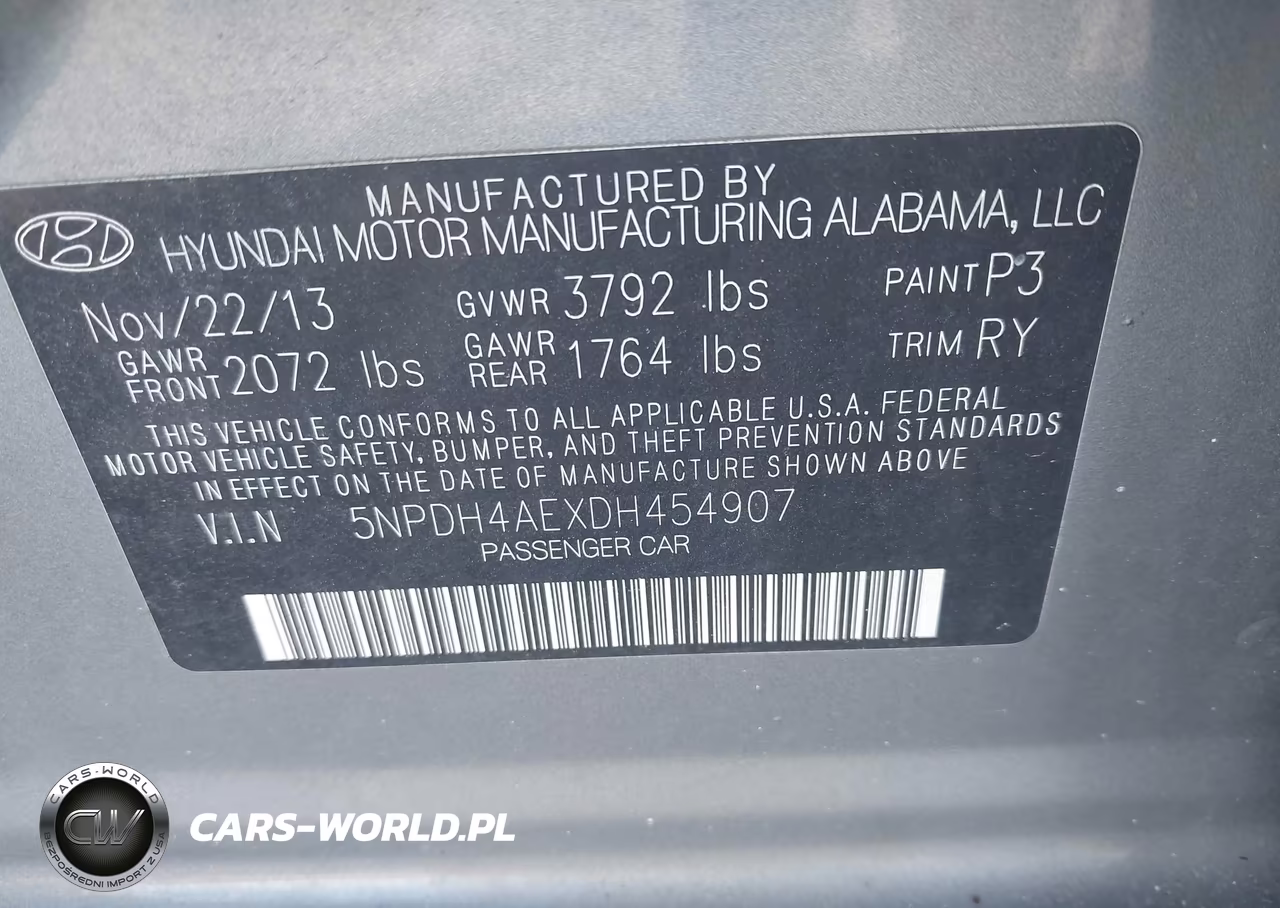 2013 Hyundai Elantra Limited VIN:5NPDH4AEXDH454907 - 9
