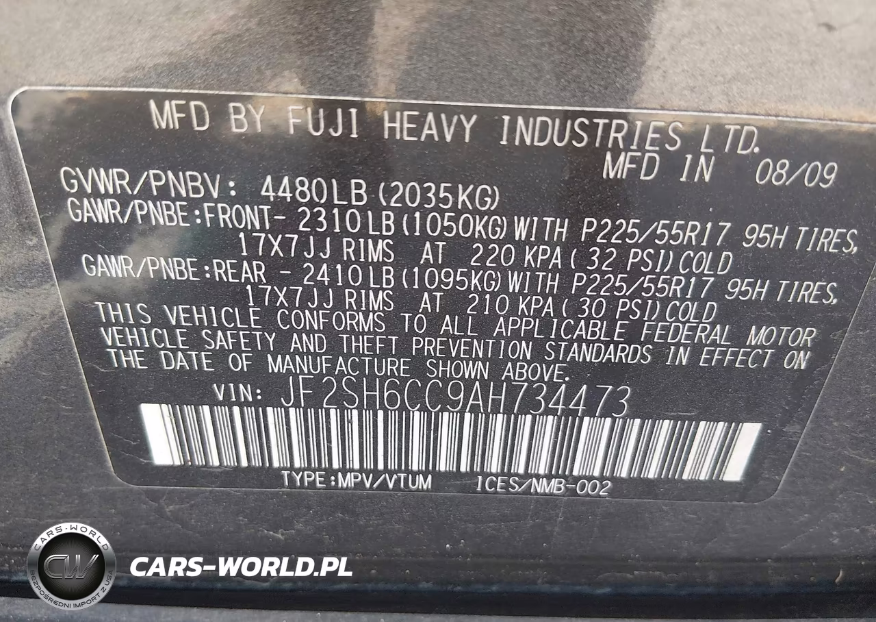 2010 Subaru Forester 2.5X Premium VIN:JF2SH6CC9AH734473 - 9