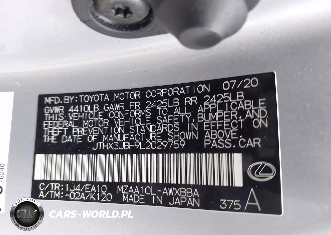 2020 Lexus Ux 200 VIN:JTHX3JBH9L2029759 - 9