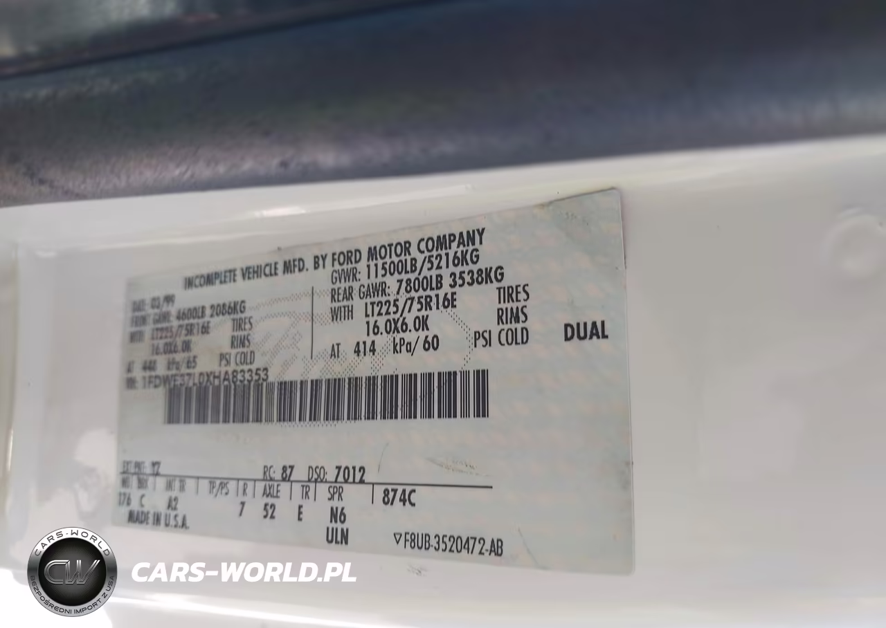 1999 Ford E-350 Comm. Cutaway Standard VIN:1FDWE37L0XHA83353 - 8