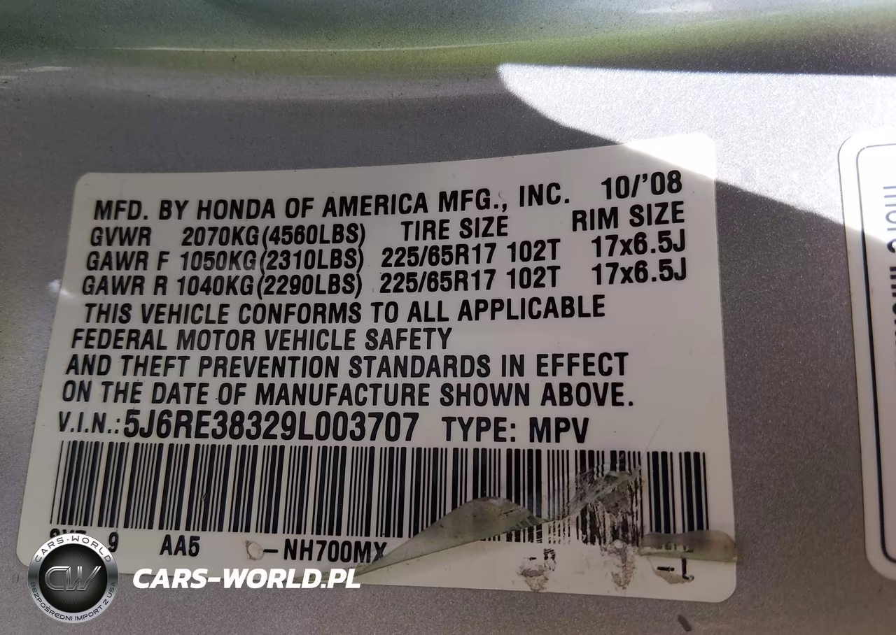 2009 Honda Cr-V Lx VIN:5J6RE38329L003707 - 9
