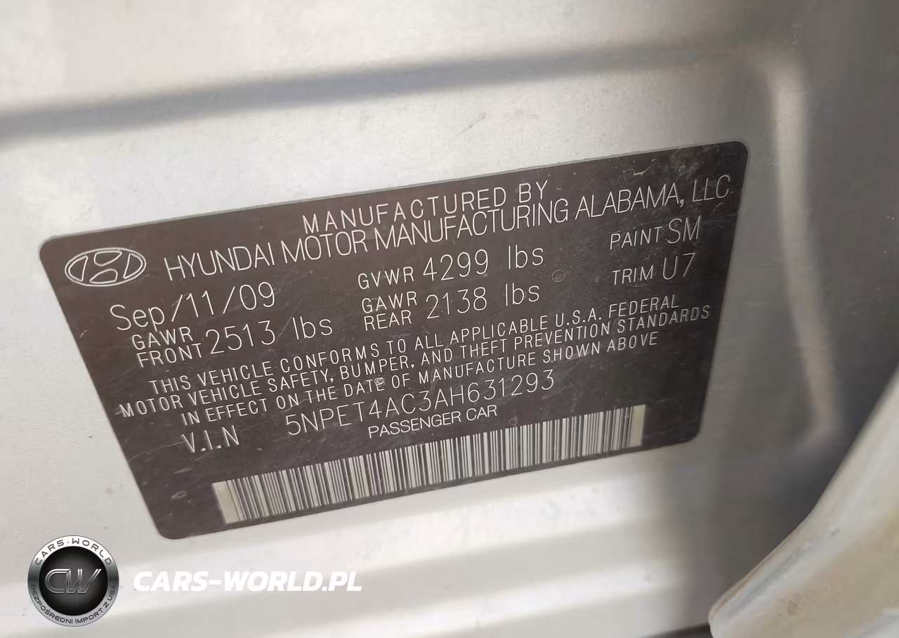2010 Hyundai Sonata Gls VIN:5NPET4AC3AH631293 - 9