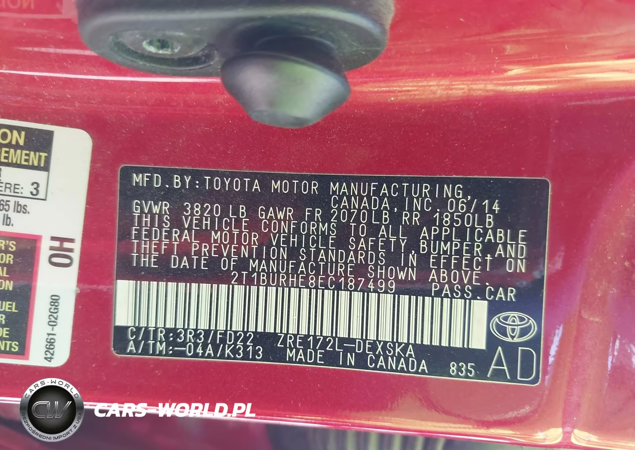 2014 Toyota Corolla S Plus VIN:2T1BURHE8EC187499 - 9