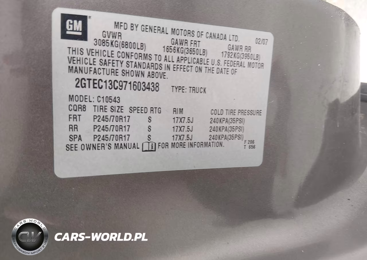 2007 GMC Sierra 1500 Sle1 VIN:2GTEC13C971603438 - 9