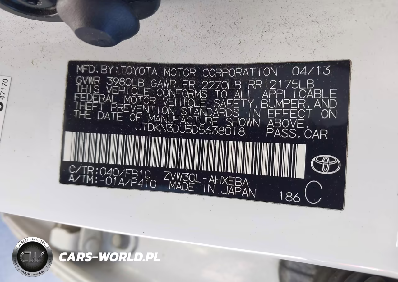 2013 Toyota Prius Two VIN:JTDKN3DU5D5638018 - 9