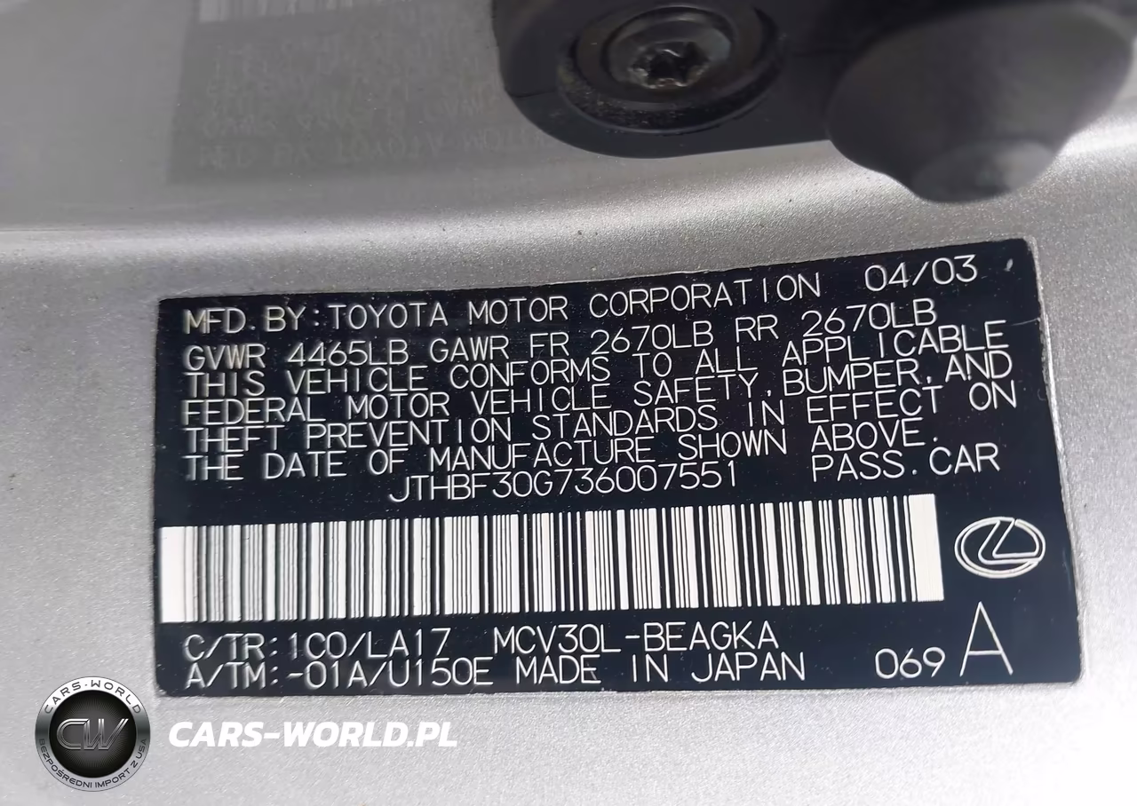2003 Lexus Es 300 VIN:JTHBF30G736007551 - 9