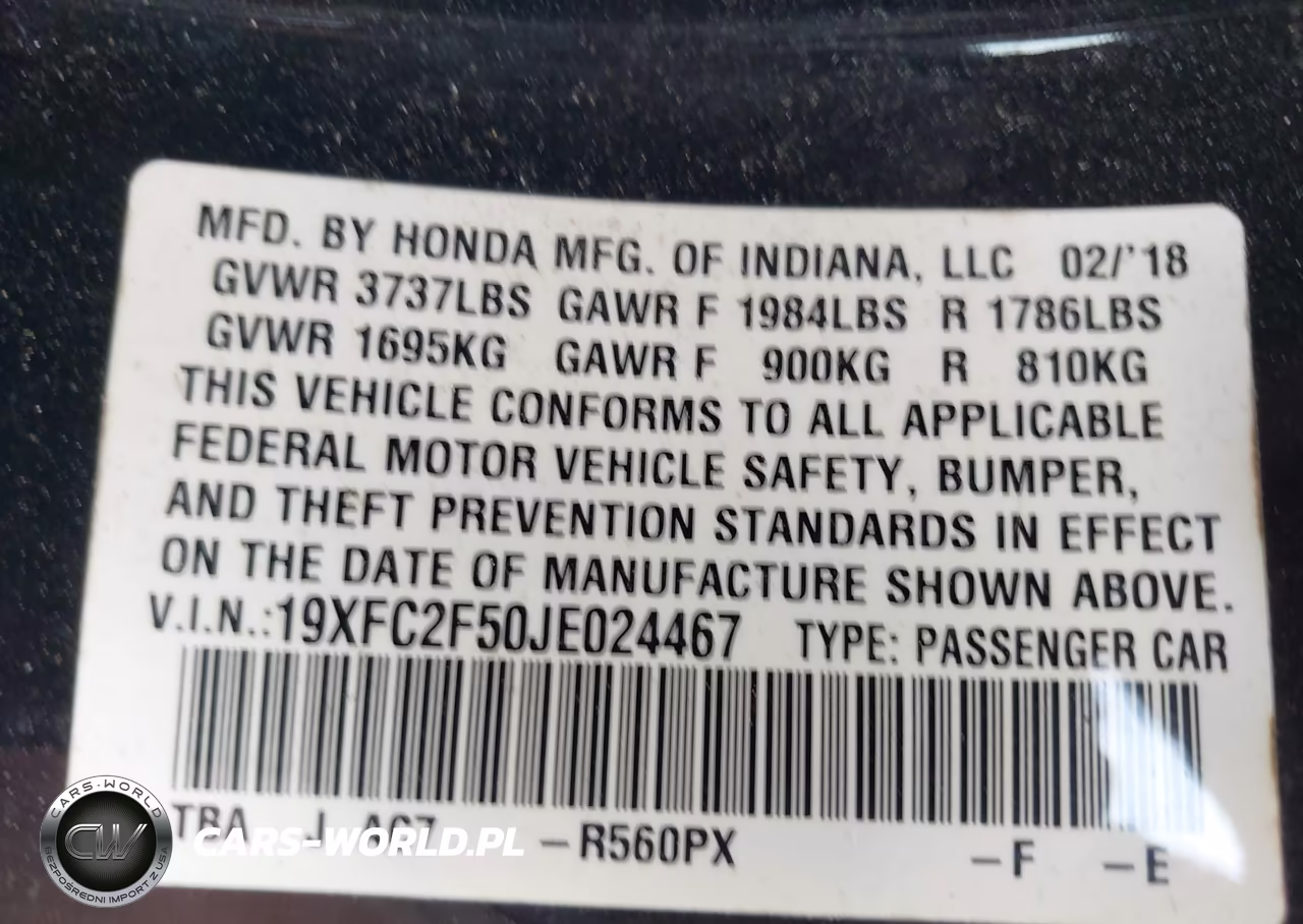 2018 Honda Civic Lx VIN:19XFC2F50JE024467 - 9