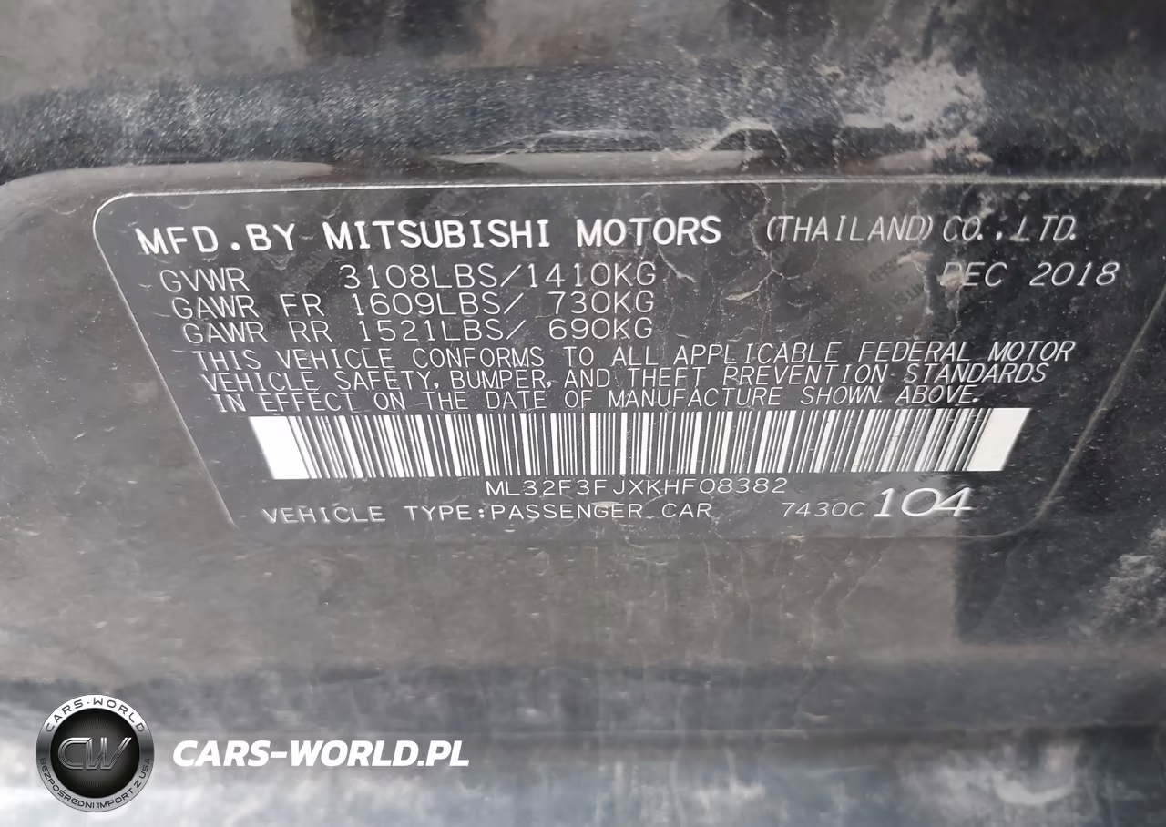 2019 Mitsubishi Mirage G4 Es VIN:ML32F3FJXKHF08382 - 9