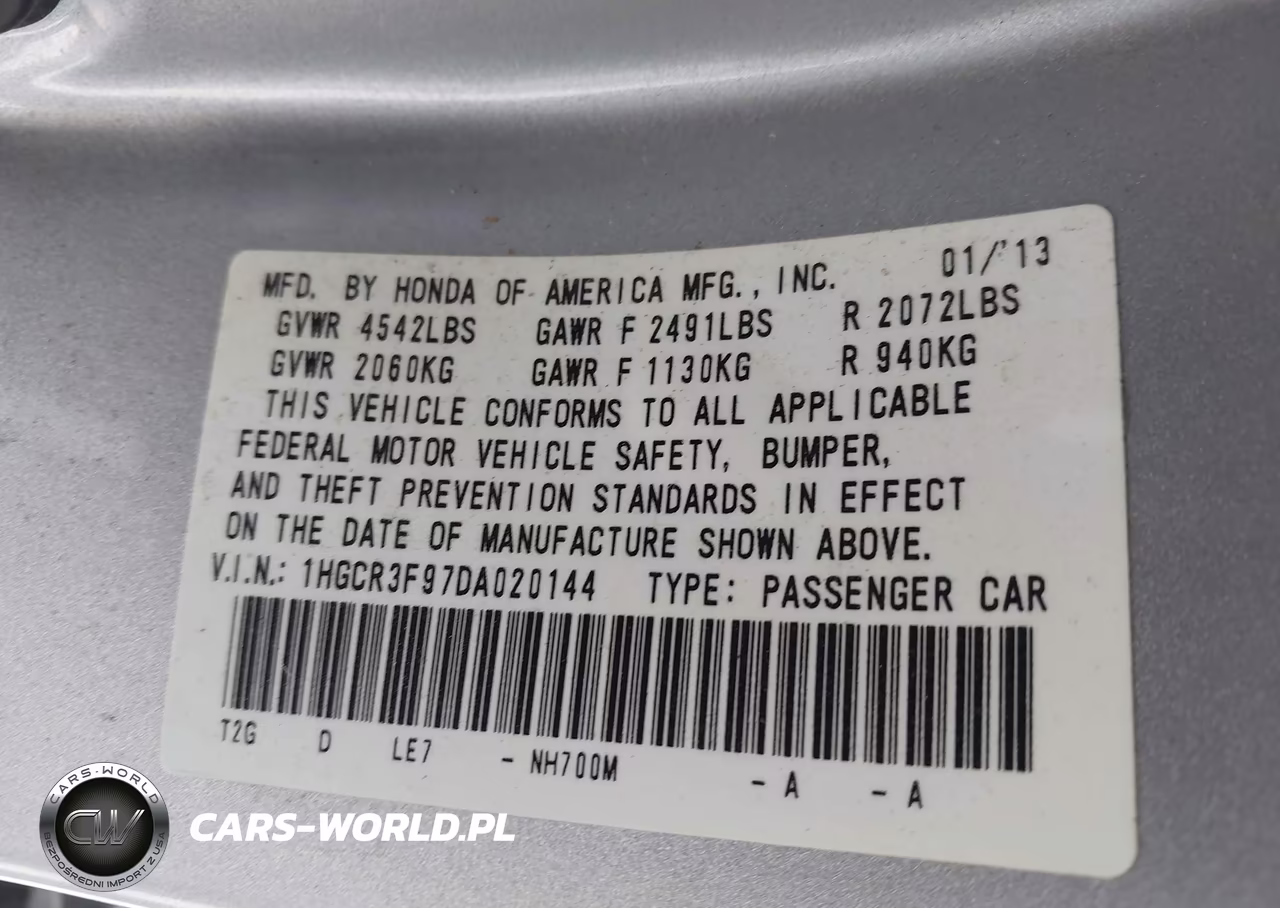 2013 Honda Accord Touring VIN:1HGCR3F97DA020144 - 9