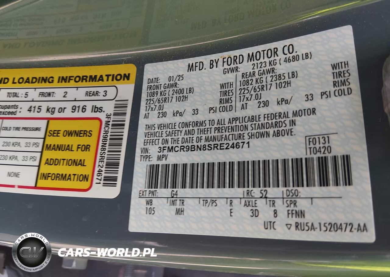 2025 Ford Bronco Sport Big Bend VIN:3FMCR9BN8SRE24671 - 9