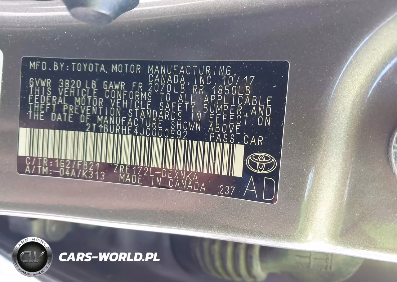 2018 Toyota Corolla Le VIN:2T1BURHE4JC000592 - 9