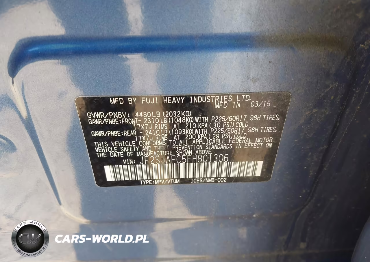 2015 Subaru Forester 2.5I Premium VIN:JF2SJAFC5FH801306 - 9