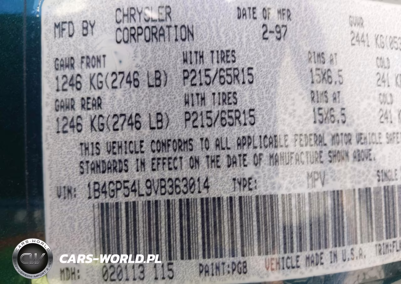 1997 Dodge Grand Caravan Es-Le VIN:1B4GP54L9VB363014 - 9