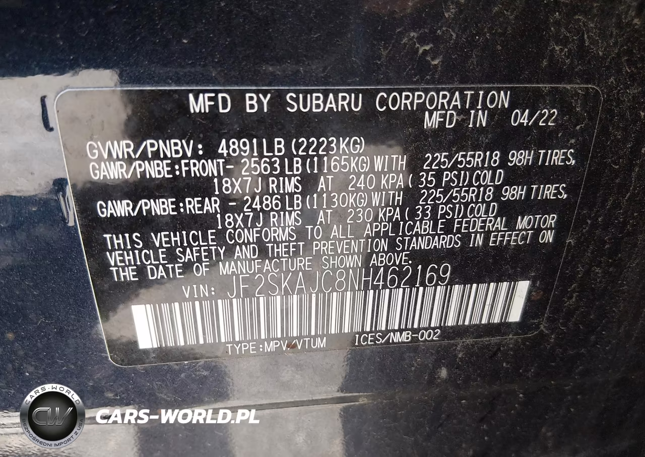 2022 Subaru Forester Sport VIN:JF2SKAJC8NH462169 - 9