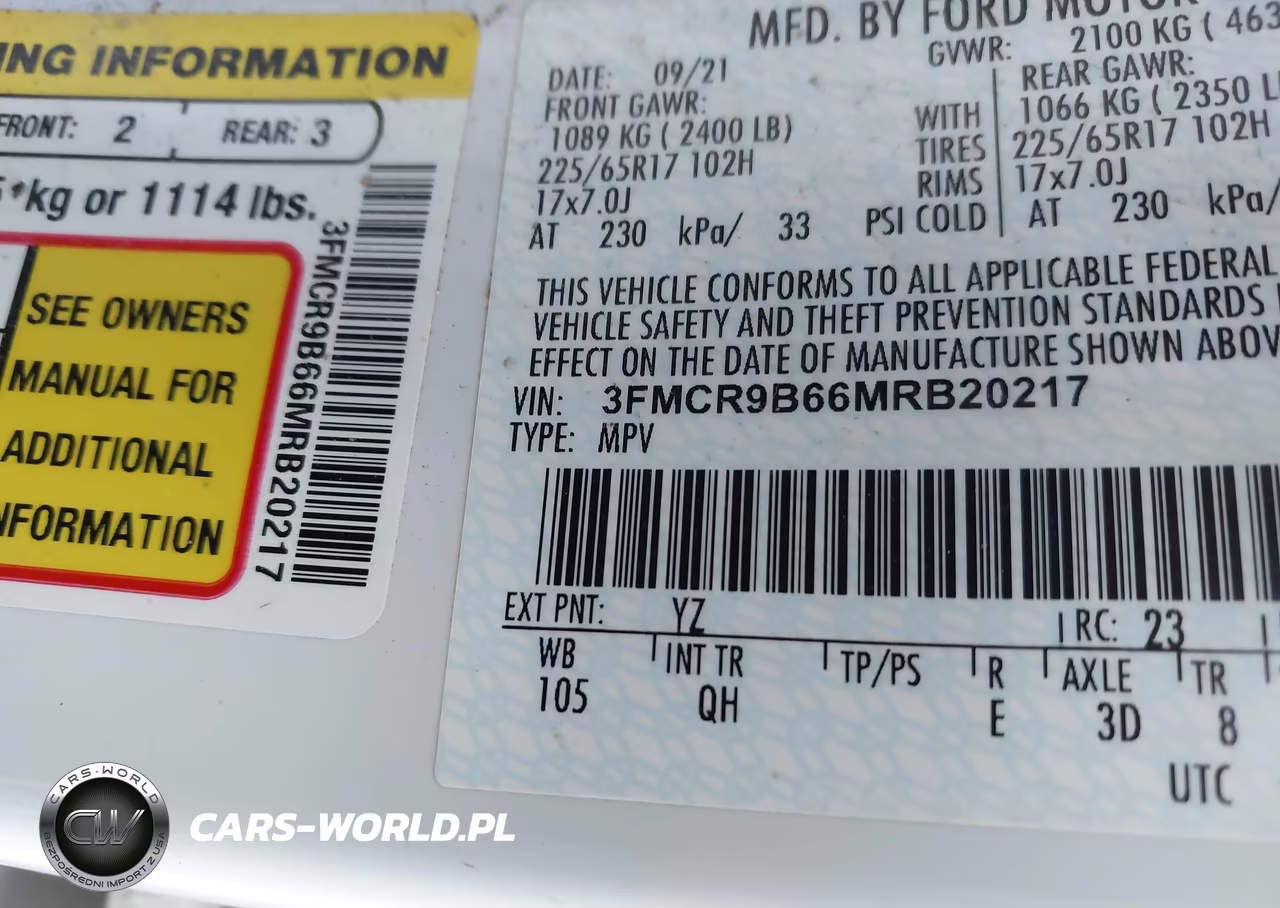 2021 Ford Bronco Sport Big Bend VIN:3FMCR9B66MRB20217 - 9