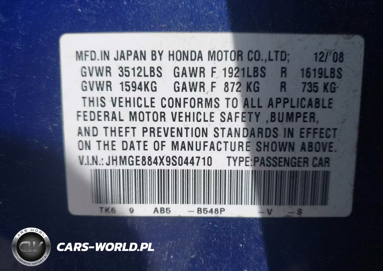 2009 Honda Fit Sport VIN:JHMGE884X9S044710 - 9