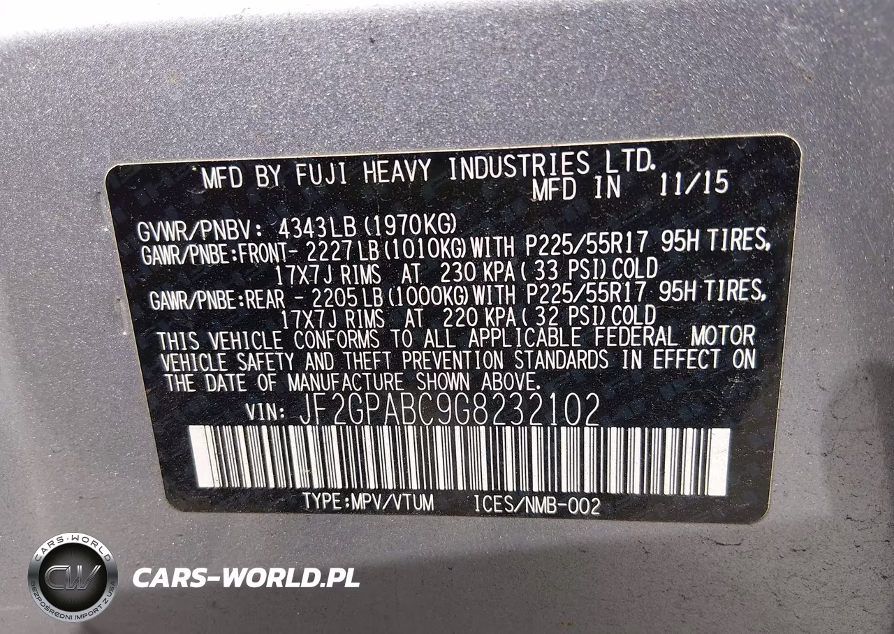 2016 Subaru Crosstrek 2.0I Premium VIN:JF2GPABC9G8232102 - 9