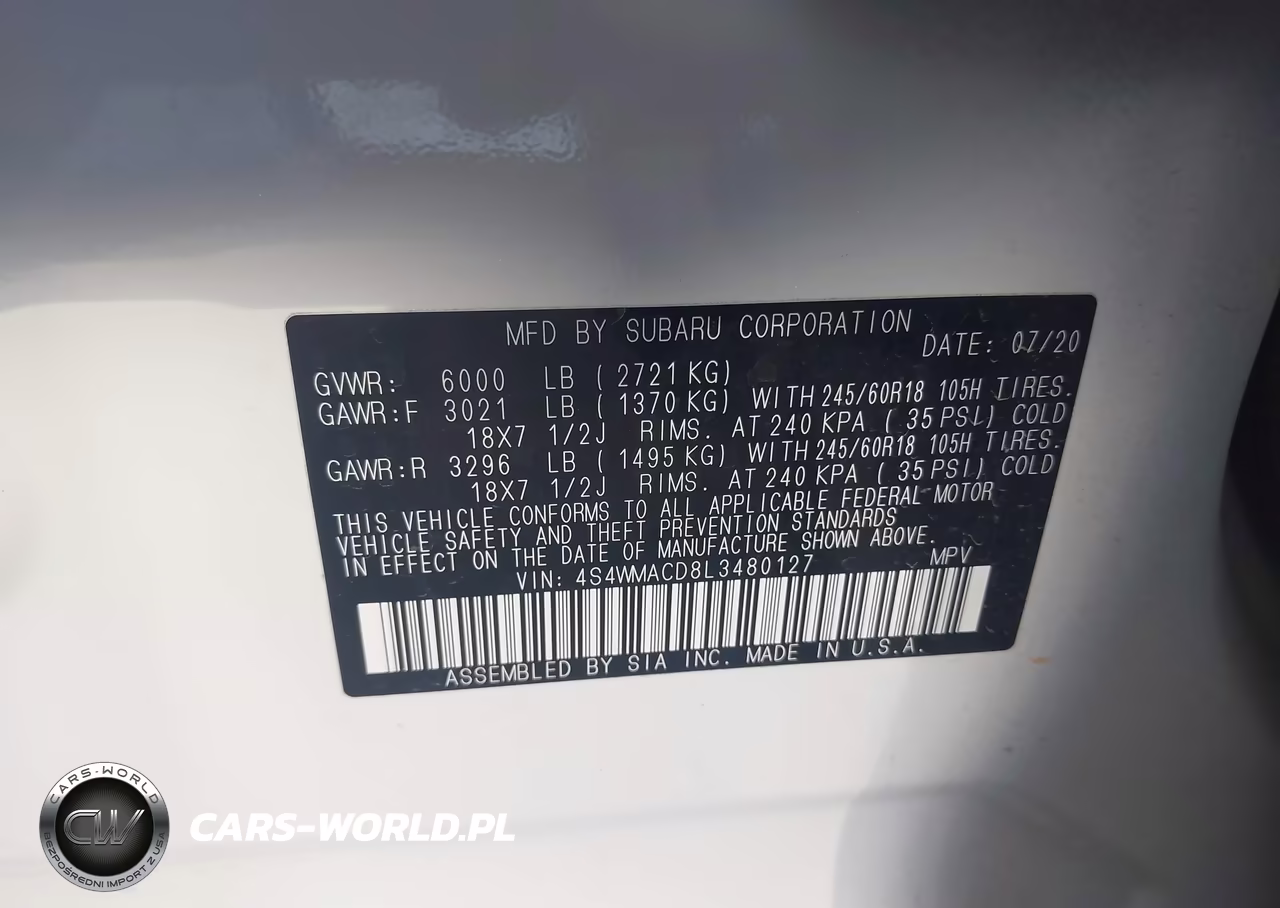 2020 Subaru Ascent Premium VIN:4S4WMACD8L3480127 - 9