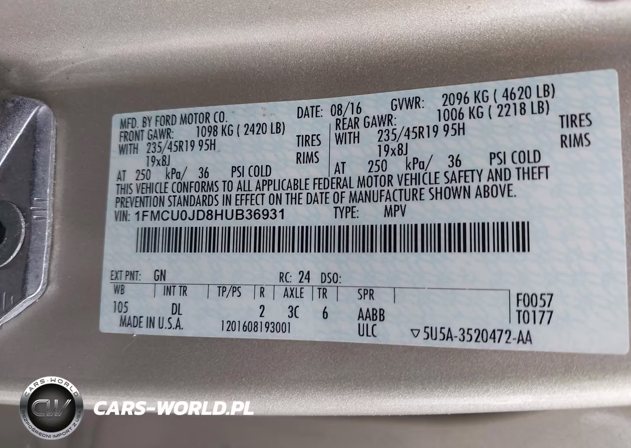 2017 Ford Escape Titanium VIN:1FMCU0JD8HUB36931 - 9