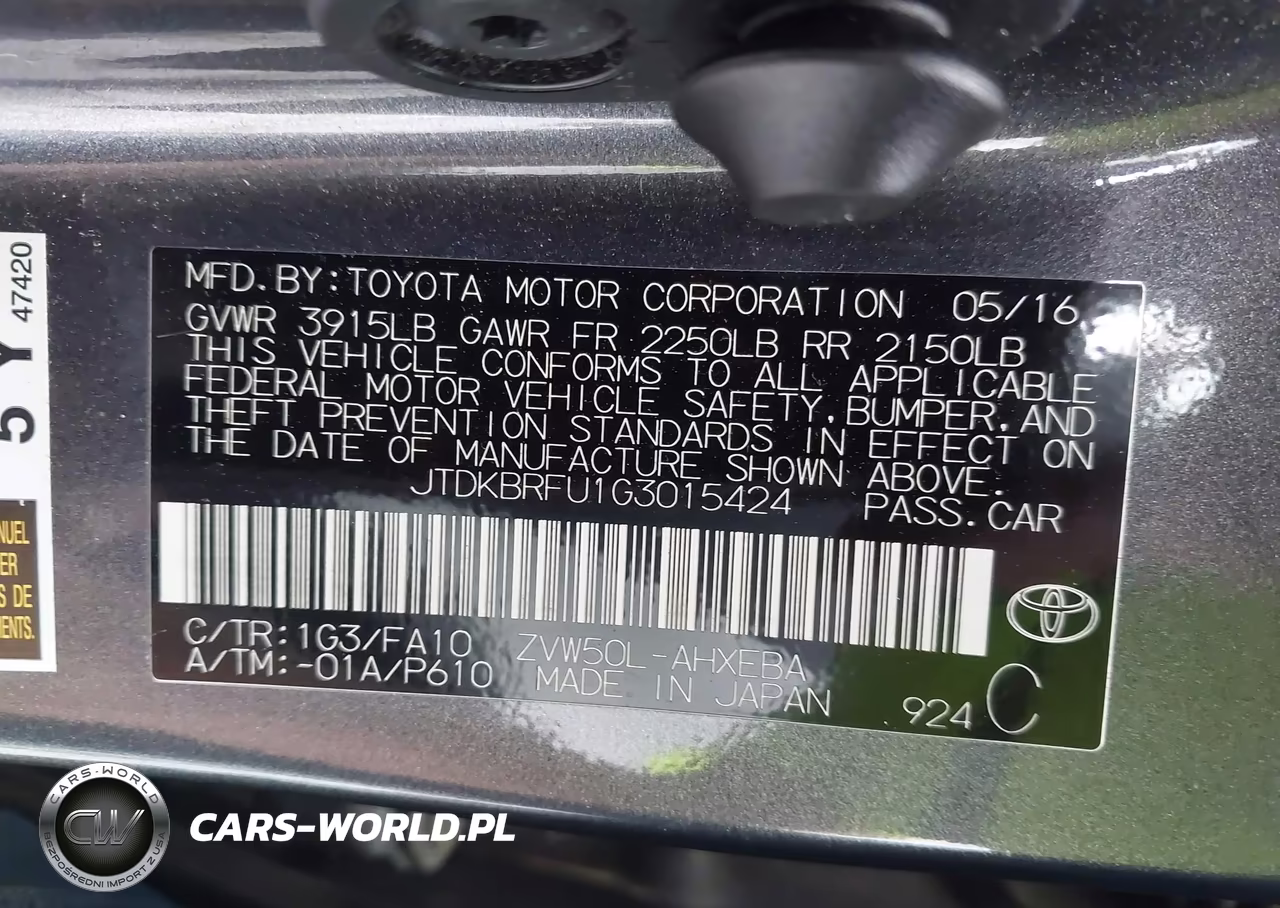 2016 Toyota Prius Two VIN:JTDKBRFU1G3015424 - 9