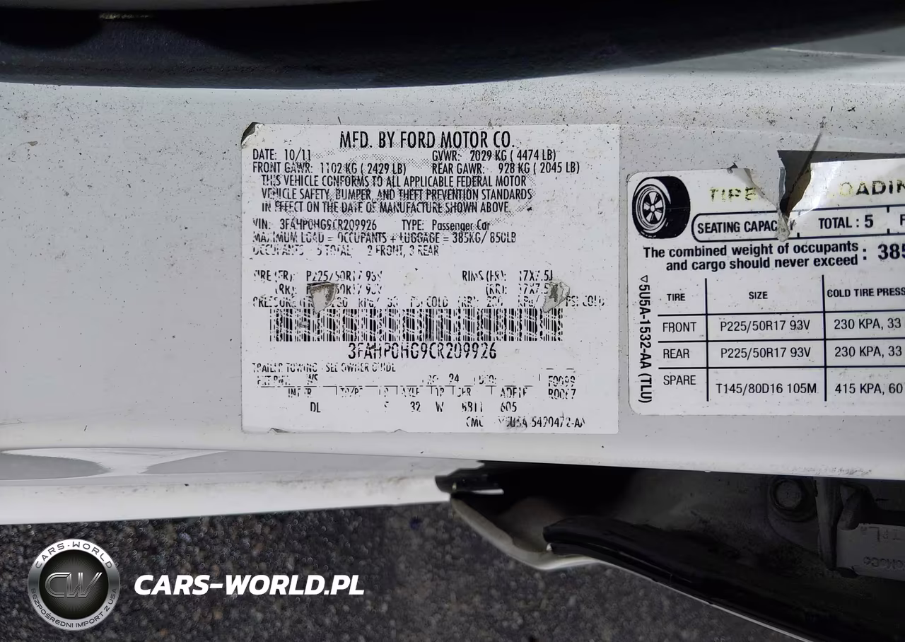 2012 Ford Fusion Se VIN:3FAHP0HG9CR209926 - 9