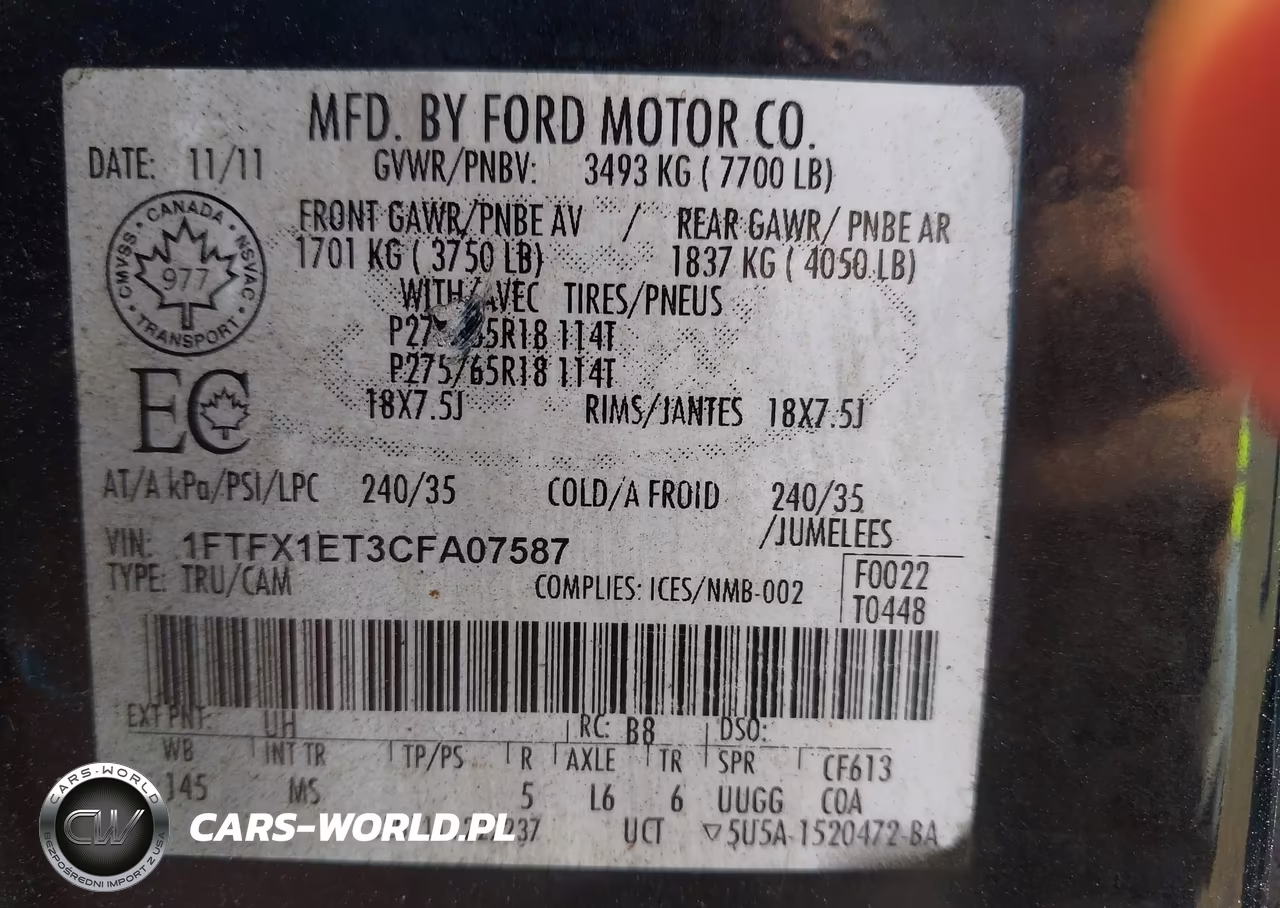 2012 Ford F-150 Xlt VIN:1FTFX1ET3CFA07587 - 9