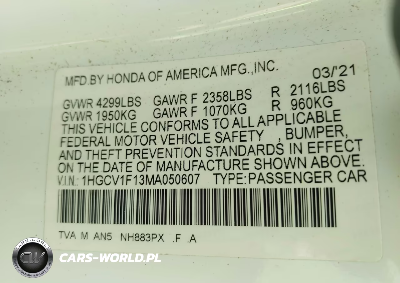 2021 Honda Accord Lx VIN:1HGCV1F13MA050607 - 9