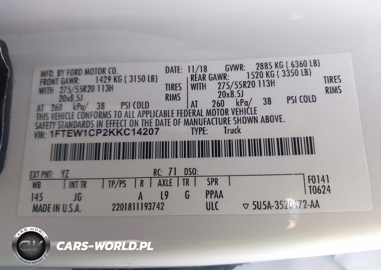 2019 Ford F-150 Xl VIN:1FTEW1CP2KKC14207 - 9